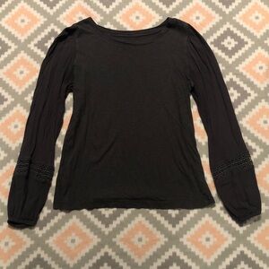 LOFT Womens Charcoal Gray Long Sleeve Top Size Medium